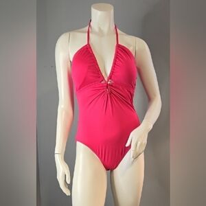Michael Kors Pink Halter Top Removeable Pads Swimsuit Size 8